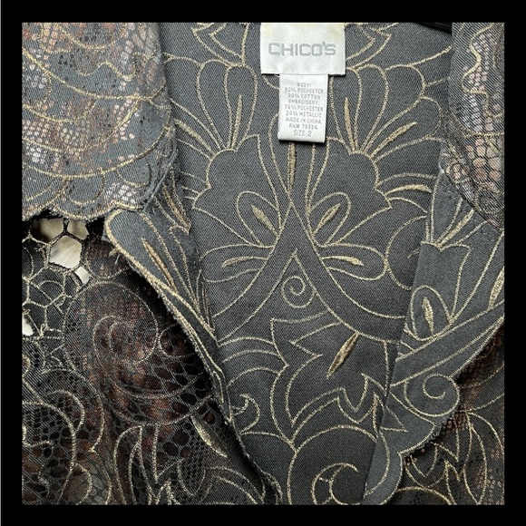 Chico's Paisley Women Size 2 Embroidered Cutout Metallic Tapestry Blazer - Picture 3 of 3